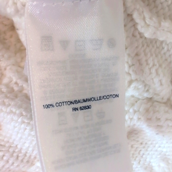 Lands End Classic Preppy White Cotton Cable Knit Crew Neck Sweater Sz Small 6-8 - Picture 4 of 8